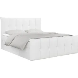 MKS Meble MKS Boxbett, Weiß, Textil, 2-Sitzer, H3, Rechteckig, 140x200 cm, Schlafzimmer, Betten, Boxspringbetten