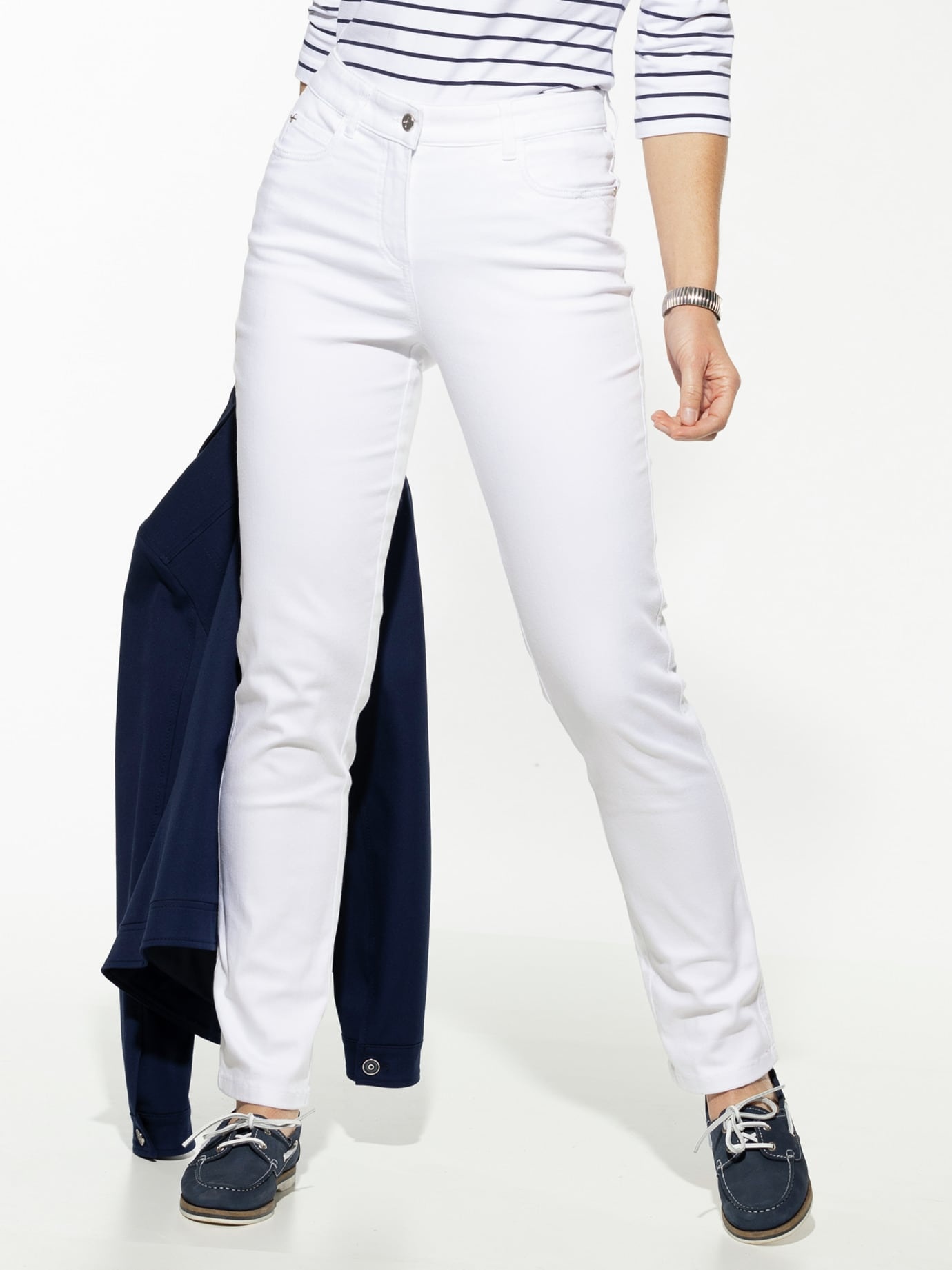 Walbusch Damen Jeans Bestform einfarbig Weiß 38