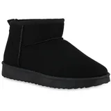 VAN HILL Damen Winter Boots Flach Profilsohle Bequem Schuhe 213476 Schwarz 40 - 40 EU