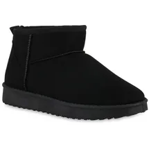 VAN HILL Damen Winter Boots Flach Profilsohle Bequem Schuhe 213476 Schwarz 40 - 40 EU