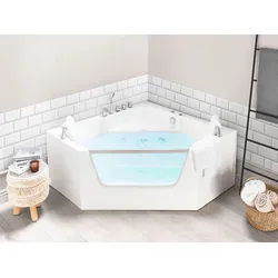 Whirlpool Badewanne weiß Eckmodell 150 x 150 cm CANTALLA