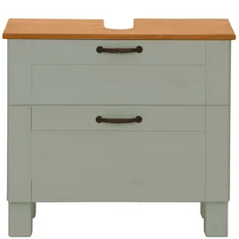 Home Affaire Waschbeckenunterschrank HOME AFFAIRE "Rodby", grün (salbei grün, honig), B:60cm H:55cm T:30cm, Massivholz, Schränke, Waschbeckenunterschrank, FSC-zertifiziertes Massivholz, Griffe Metall, Breite 60cm, Höhe 55cm