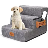 Nobleza Hundetreppe für Kleine Hunde, Hunderampe und Haustiertreppe mit Fusselrolle, 3 Stufen Katzentreppe und Hundetreppe für Bett Sofa