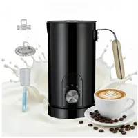 BBG Milchaufschäumer Elektrischer Milchaufschäumer mit Drehknopf, 5 Modi, Heiß & Kalt, 500 W, 350ml Milch erhitzen, 150ml Milchschaum, Leise 30dB schwarz
