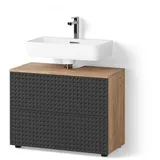 livinity® Waschbeckenunterschrank, Anthrazit, Eiche, 2 Fächer, 2 Schubladen, Rechteckig, 80x58.6x41 cm, Badezimmer, Badezimmerschränke, Waschbeckenunterschränke