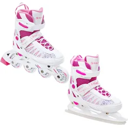 Rollschuhe 2in1 Verstellbar Grace Weiß/Rosa 35/39