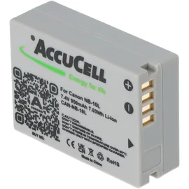 AccuCell Akku passend für Canon NB-10L, PowerShot SX40 HS, Li-Ion 7,4 Volt, 750-950mAh Abmessungen 45,5x32,4x15,2mm