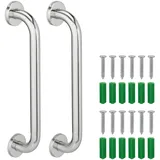 Relaxdays Haltegriffe Badezimmer, 2er Set, Edelstahl, Dusche & Badewanne, 200 kg, Senioren & behinderte Menschen, Silber