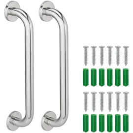 Relaxdays Haltegriffe Badezimmer, 2er Set, Edelstahl, Dusche & Badewanne, 200 kg, Senioren & behinderte Menschen, Silber