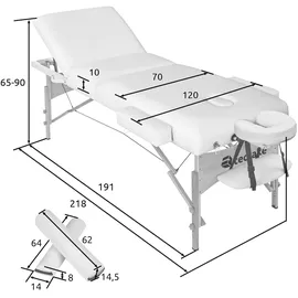 Tectake tectake® 3 Zonen Massageliege-Set Somwang mit Holzgestell, 218 x 102 x 90 cm