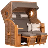 deVries Natur24 Strandkorb PURE Wave XL 140 x 80 x 160 cm Teak Griseum 71196183