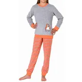 Normann Pyjama Mädchen Frottee Schlafanzug mit Bündchen und Pinguin-Stickerei rot 128