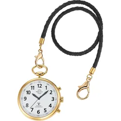 Taschenuhr MASTER TIME, gold (goldfarben), Taschenuhren, Damen, sprechende Funkuhr, Quarzuhr, Status Funkempfang, 4 Alarmzeiten
