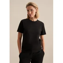 T-Shirt SEIDENSTICKER "Schwarze Rose", Damen, Gr. XL, schwarz, 100% Baumwolle, unifarben, Rundhals, Kurzarm, Shirts, Kurzarm Rundhals Uni