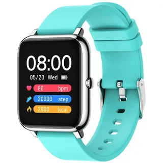 Wasserdichte Fitness Armband P22 Smart Uhr für Männer Frauen Sport Uhr Schrittzähler für Walking Herz Rate Monitor Blutdruck, hellblau - Hellblau