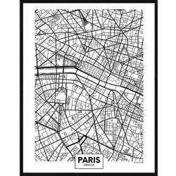 ANY IMAGE Digitaldruck »Stadtplan Paris«, Rahmen: Buchenholz, Schwarz