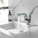 LakeBayMZC Wasserhahn Bad mit LED-Temperaturanzeige Badarmatur,Waschtischarmatur aus Messing Einhebelmischer Badarmatur Waschbecken Mischbatterie Armatur für Badezimmer mit Auslauf Höhe 130mm,Chrom