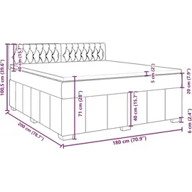 vidaXL Boxspringbett mit Matratze Schwarz 180x200 cm Stoff