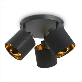 Paco Home Led Pendellampe Wandlampe Deckenlampe Wohnzimmer Esszimmer Schlafzimmer Uni E14, Schwarz-gold, Wandleuchte 3xe14