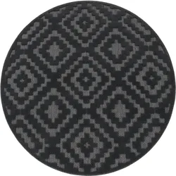 Teppich PACO HOME "Livorno 672", grau (anthrazit), H:14mm Ø:200cm, Polypropylen, Teppiche, Uni-Farben, Scandi, Rauten Muster, Hoch-Tief Effekt, Outdoor geeignet