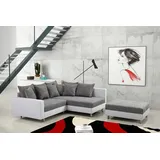 Küchen-Preisbombe Modernes Sofa Couch Ecksofa Eckcouch in weiss Eckcouch mit Hocker - Minsk R - Grau