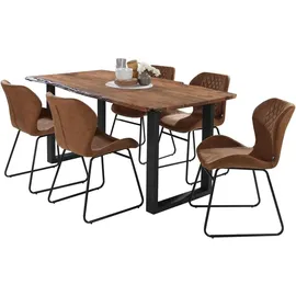 G + K Esstisch - Akazie massiv lackiert - Metallgestell - 160 x 90 cm