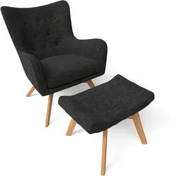 Supellex Sessel Manhattan mit Hocker | Design Grau