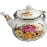 Wasserkessel Emaille Kanne Teekessel Emaille Gasherd Retro Wasserkocher Kaffeekanne Vintage Wassertopf Antike Teekessel Wasserkrug für Induktionsherd Große Kapazität 2.4L