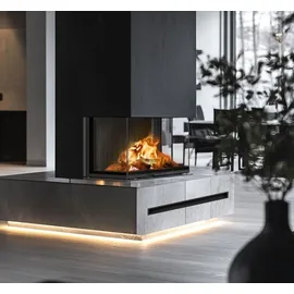Kratki Regnor Kamineinsatz Stahl Schwarz/Abdeckplatte Glas