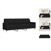 vidaXL 3-Sitzer-Sofa Schwarz 210 cm Stoff