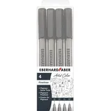 Eberhard Faber Pigment Fineliner schwarz, 4 Marker mit wasserfester Tinte