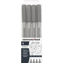 Eberhard Faber Pigment Fineliner schwarz, 4 Marker mit wasserfester Tinte