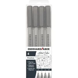 Eberhard Faber Pigment Fineliner schwarz, 4 Marker mit wasserfester Tinte