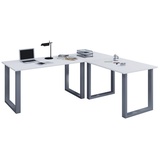 VCM my office Lona Schreibtisch weiß rechteckig, U-Fuß-Gestell silber 160,0 x 50,0 cm