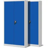 2er Set Werkzeugschrank 4 Einlegeböden Drehgriff Pulverbeschichtung Flügeltürschrank cm x cm x cm Grau/Blau