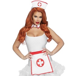 Leg Avenue Kostüm Krankenschwester Accessoire-Set weiß, Einfach mit weißen Basics kombiniert – schon bist Du eine sexy Kranke weiß