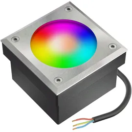 ledscom.de 6x LED Pflasterstein NEOLUM für außen, IP67, eckig, 10 x10cm, inkl. GX53 RGB Leuchtmittel, 670lm, Smart Home