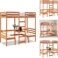 Vidaxl - Hochbett mit Schreibtisch & Stühlen Braun 90x190 cm Kiefernholz - Hochbett - Hochbetten - Etagenbett - Hochbettgestell