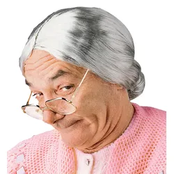 Oma Perücke mit Dutt silber-grau - OS