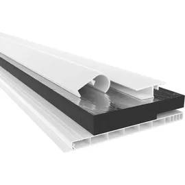 HEXIM PVC Rollladenkastendeckel Komplettset, Rollladenkastendeckel, Aufnahmeprofil & Rollladentraverse, Länge: 1000 - Breite: - 320mm,...