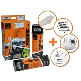 FoliaTec Sprühfolie Auto Felgenfolie Sprüh Lack Set für 4 Felgen, Abziehbar, Gute Deckkraft, silber metallic matt, 2x 400ml