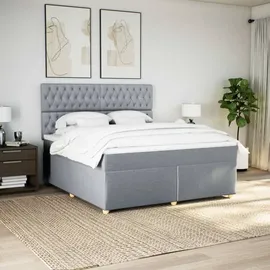 vidaXL Boxspringbett mit Matratze Hellgrau 180x200 cm Stoff