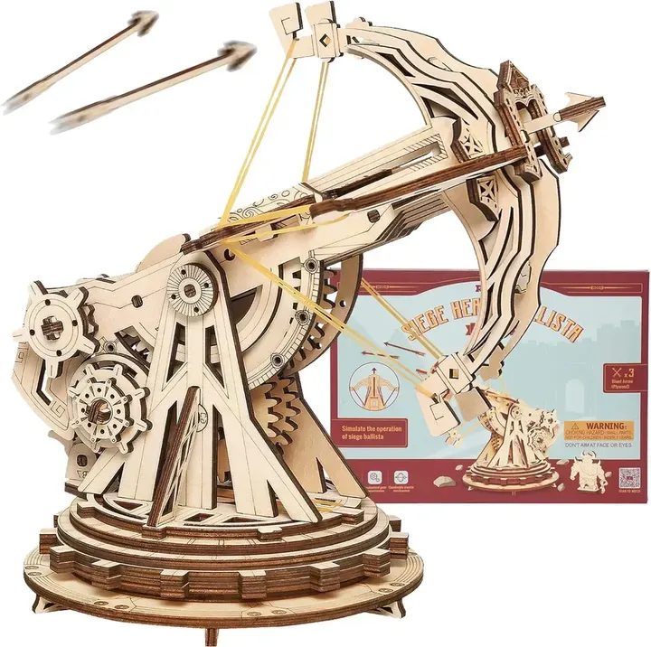 Robotime ROKR Belagerungsschwere Balliste 3D Holzpuzzlebausatz 21 x 18,5 x 19 cm 1 Stück,Ausstattung mit hauswaren und regalen; Der bastelten geschenke an erwachsene und jugendliche,So ein schlaues spielzeug.