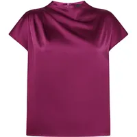 Zero Damen Satin-Bluse mit Kragen 38, Magenta Purple - 38