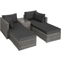 Tectake San Domino Aluminium Rattan Lounge hellgrau/dunkelgrau