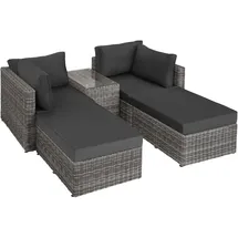 Tectake San Domino Aluminium Rattan Lounge hellgrau/dunkelgrau