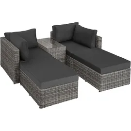 Tectake San Domino Aluminium Rattan Lounge hellgrau/dunkelgrau