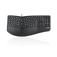 Perixx PERIBOARD-330B Kabelgebundene ergonomische Tastatur mit Verstellbarer Handballenauflage, beleuchteten Tasten und Membran-Tasten, 2 zusätzliche USB-Anschlüsse, US-Englisch-Layout