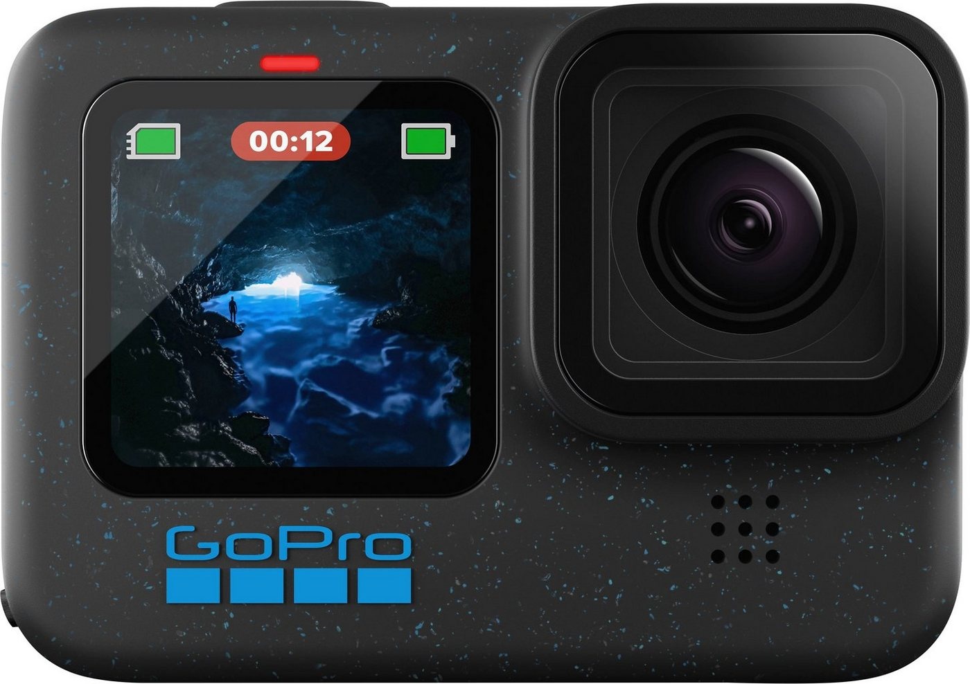 GoPro HERO 12 Action Cam (2x opt. Zoom, 5,3K Auslösung, 156° Sichtfeld, Bildstabilisierung, HDR, wasserdicht) schwarz