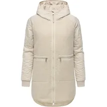 Ragwear Damen Teddyfleece Kurzmantel warmer Plüschmantel mit Kapuze Longeddy YOUMODO Ecru25 Gr. XL - XL